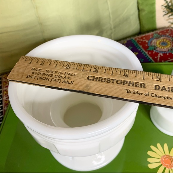 Deco Milk Glass Vase and Compote - Picture 3 of 9